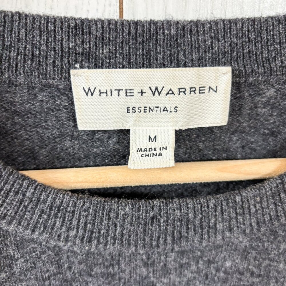 White + Warren 100% Cashmere Crewneck in Dark Heather Grey - Picture 5 of 7